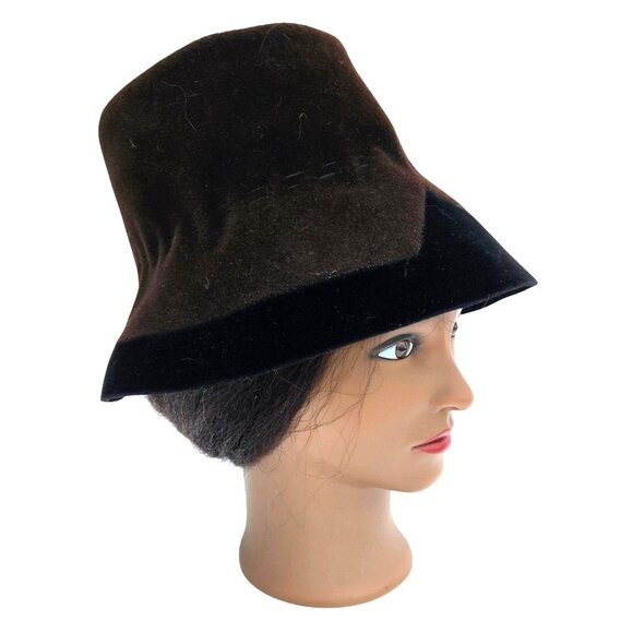 Vintage Yves Saint Laurent Brown Wool Bucket Hat Two Tone Italy 25" - Picture 10 of 12